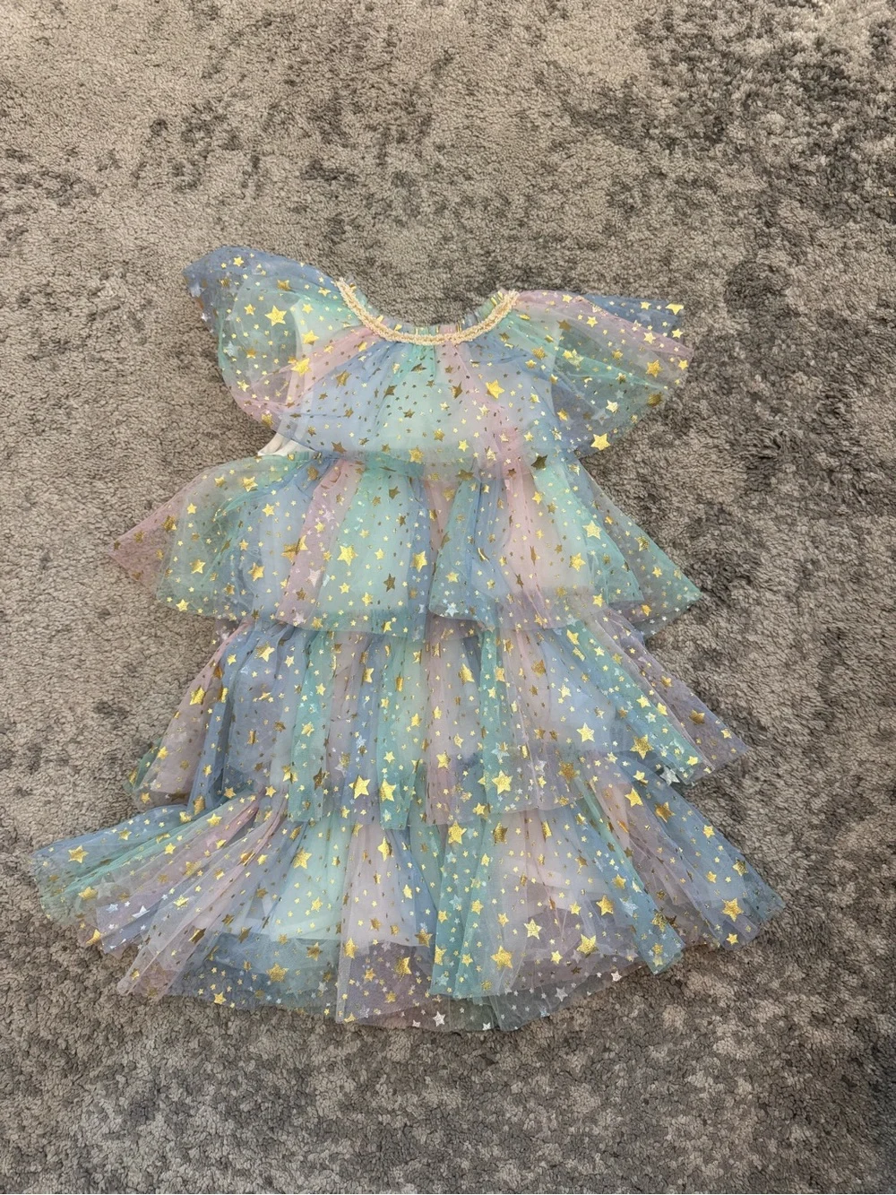 Lola + The Boys Pastel Gold Star Tulle Dress Girls 4/5T